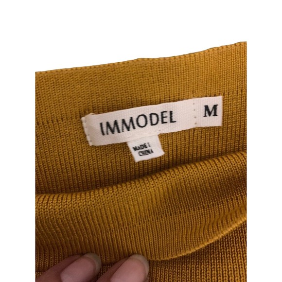 Mustard V-Neck Sweater with Pearl Accents - Picture 6 of 15